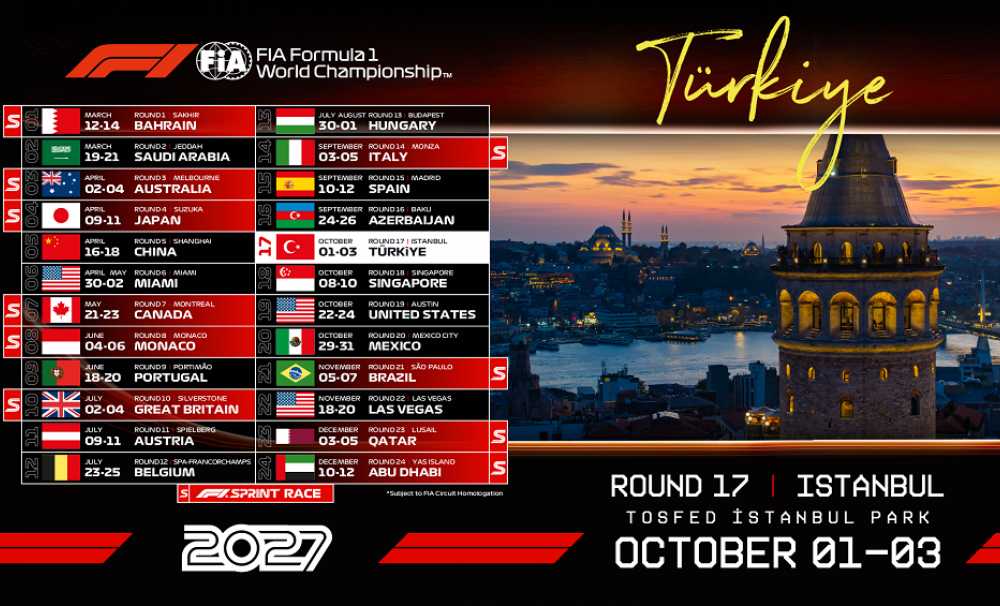TOSFED İstanbul Park, 1-3 Ekim 2027 FORMULA 1 TURKISH GRAND PRIX’e ev sahipliği yapacak.