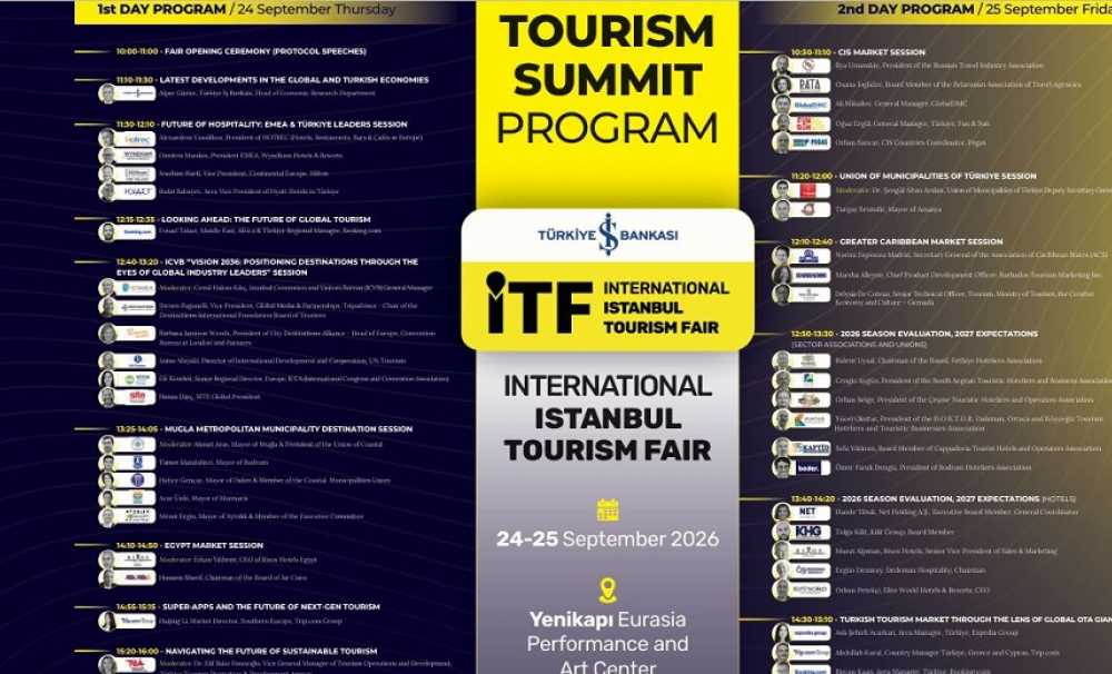  İstanbul Turizm Fuarı (ITF 2026), 24-25 Eylül 2026 tarihlerinde  kapılarını açıyor.