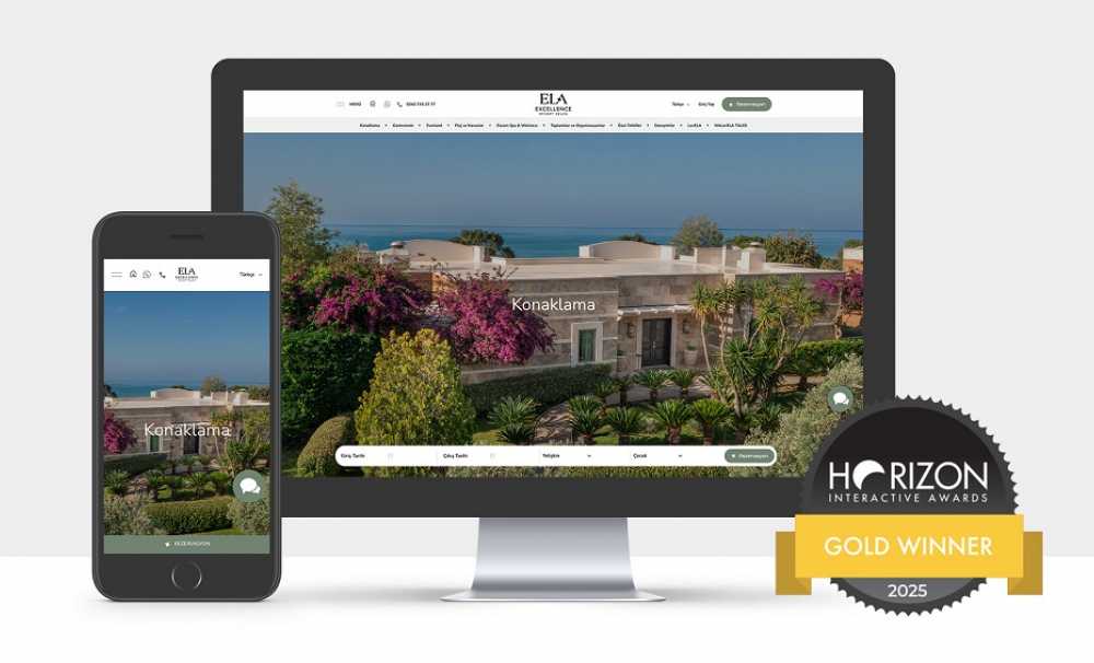 Ela ExcellenceResort Belek’e Horizon Interactive Awards’tan Gold Winner Ödülü