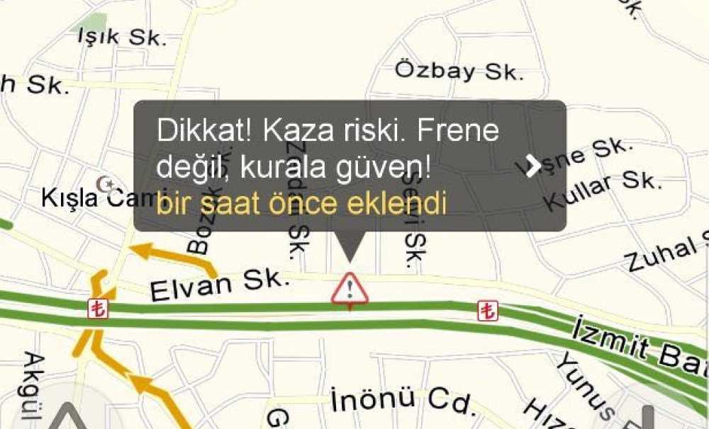 İçişleri Bakanlığı Sürücüleri Yandex Üzerinden Uyarıyor